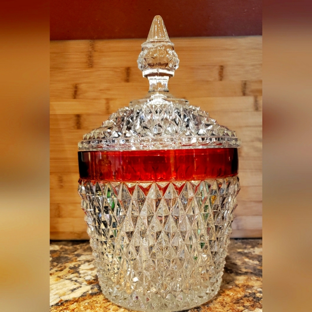 Vintage Indiana Diamond Cut Crystal Glass Ice Tub